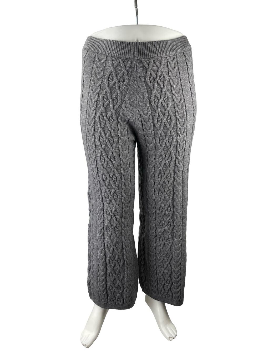 Cider Women's Gray Cable Knit Wide Leg Sweater Lounge Trousers Pants Size 0XL